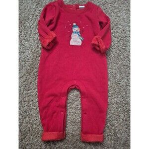 Baby gap snowman  one piece fleece lined size 6-12M